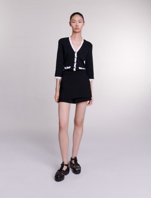 Maje Two-tone Cardigan Sort | Danmark_M99634