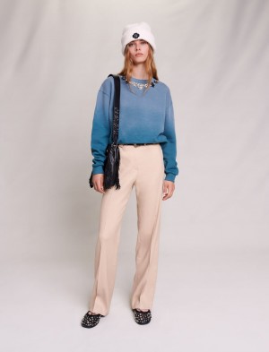 Maje Two-tone Sweatshirt Bleu | Danmark_M23215