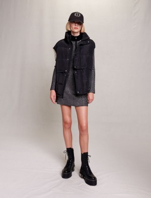 Maje Uden Ærmer Puffer Black/Ecru | Danmark_M79352